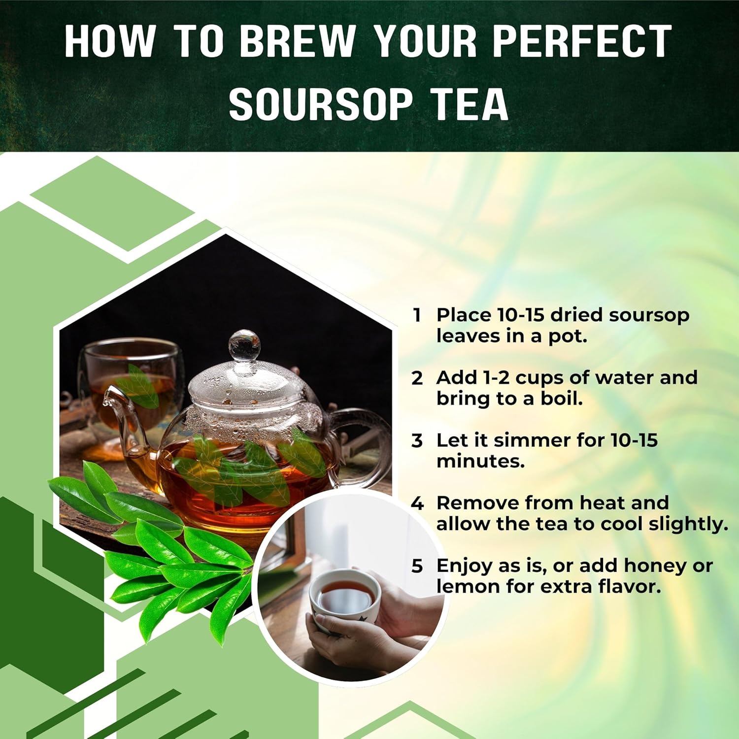 Nutrigins - Premium Soursop Leaves - 150 Leaves - Dried Soursop Tea Leaves - 100% Natural Wild Crafted Graviola Leaves - Hojas de Guanabana Vacuum Sealed For Freshness (150 Count Leaves)